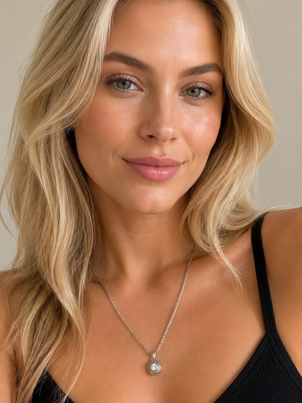 Brighton Silver Round Pendant Necklace with CZ Halo